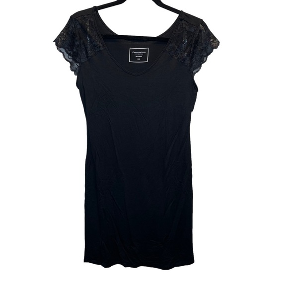 Charter Club Macy's Lace Trim Chemise Nightgown Black XS New - Picture 2 of 7